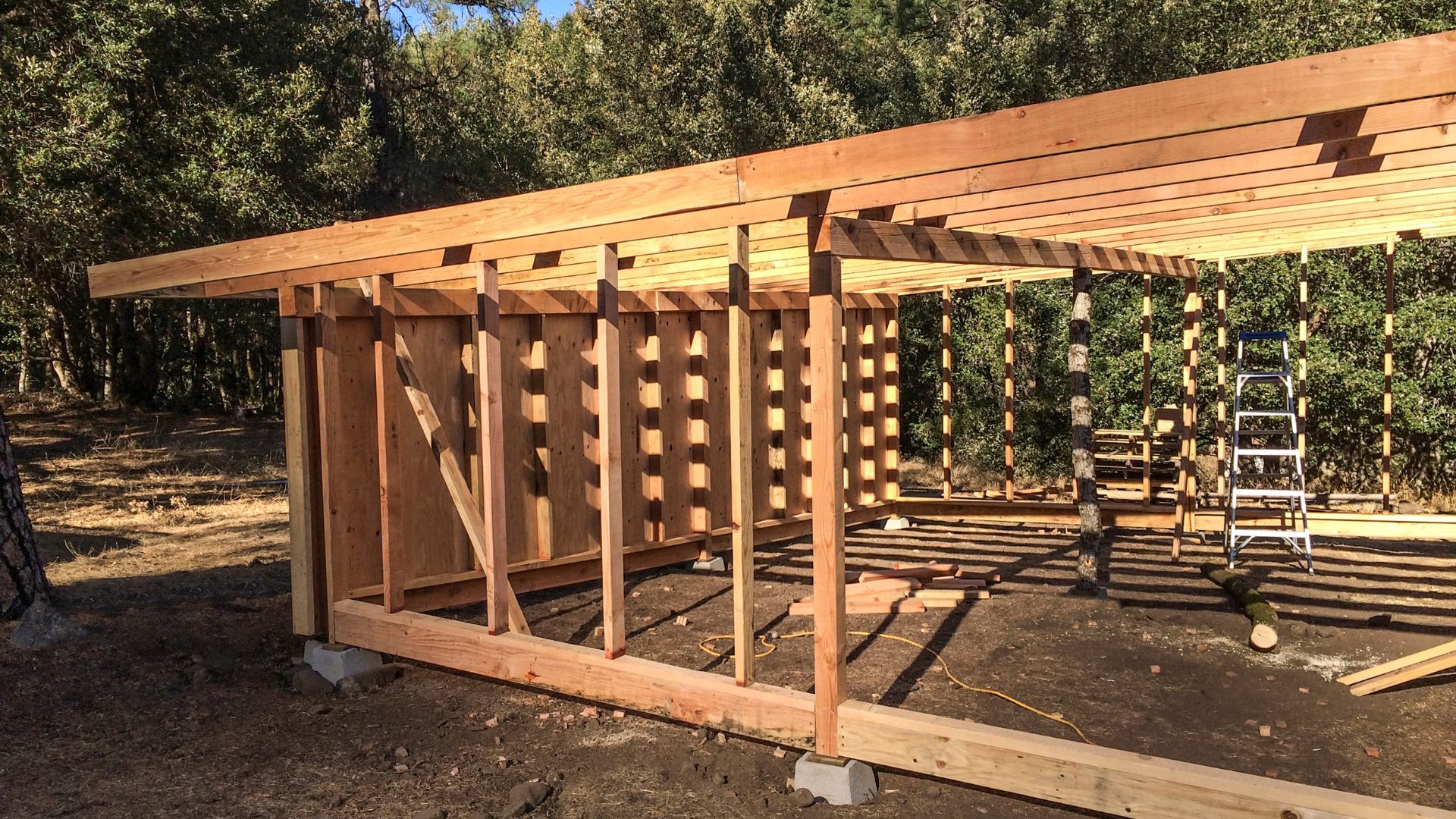 pole barn in the framing stage