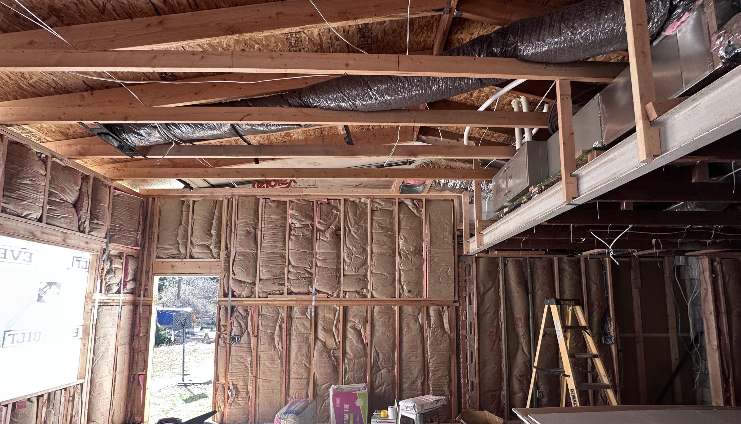 framing and wall insulation in a home remodel